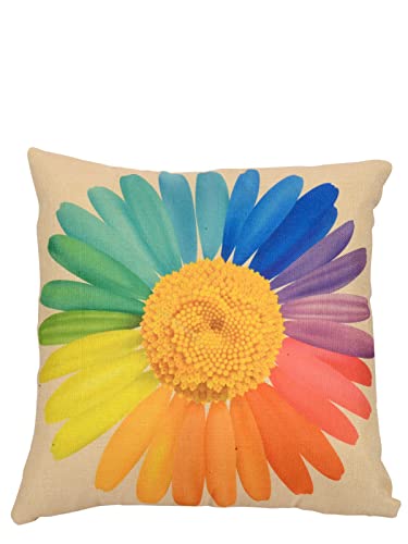 Image of ROMEE Designer Floral Printed Cushion Covers 16 inch x 16 inch Set of 2 | Decorative Square Jute Polyester Throw Pillow /Cushion Cover for Living Room, Sofa, Couch, Bedroom (Multicolor)