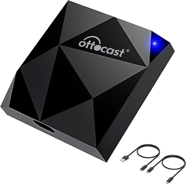 OTTOCAST Bezprzewodowy adapter Carplay, Apple Wireless Carplay Dongle, 5 GHz WiFi, automatyczne połączenie, bez opóźnień, aktualizacja online, do samochodów OEM Wired Carplay, model z roku 2016