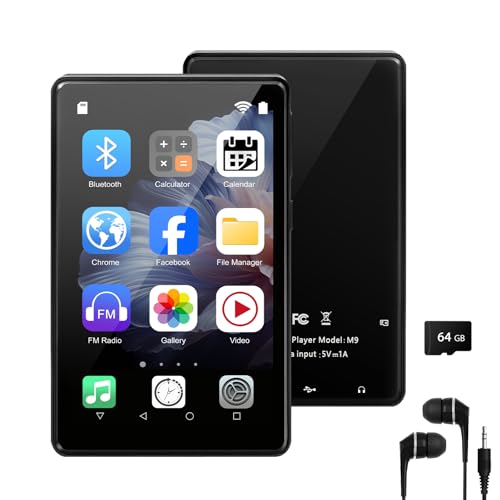 Reproductor MP3 de 96 GB con Bluetooth y WiFi, Android 13 Música y reproductor MP4 para niños, pantalla táctil IPS de 4 pulgadas, compatible con Spotify y Play Store, radio FM, auriculares incluidos
