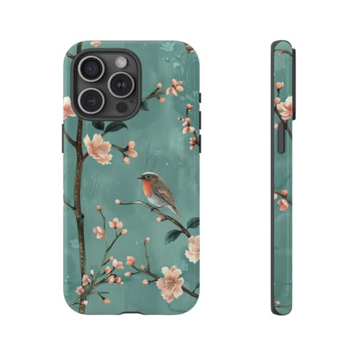 Coque iPhone 15 Pro Max fleur de pêcher rigide et brillante anti-rayures