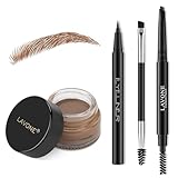 LAVONE Eyebrow Stamp Pencil Kit - Trio for Brows, Waterproof Pencil, Eyeliner, Pomade, Brush - Auburn