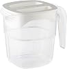 Pitcher, 1 Quart Capacity Plastic Container with Lid for Serving and Storing Liquid at Home and in Commercial Kitchen, 1 Qt, 6 Count