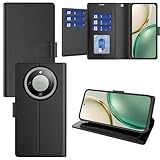 Pollachi 9 Tarjetas Cartera Funda con Honor Magic 8 Lite Magnética Funda Cartera de Piel,Puede Utilizarse como Soporte,Anti-Polvo,Anti-Goteo-Negro