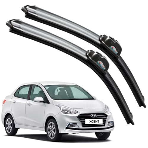 CARNYX Frameless Windshield Wiper Blades, Front Car Wipers Set of 2, Noise-Free, Durable Performance Compatible with (Hyundai Xcent (2014-2019) (D-22,P-16))