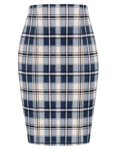 Kate Kasin Women's Knee Length Bodycon Plaid Skirt