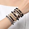 Sahoottie 7 Stück Stapelbares Freundschaftsarmbänder Set für Damen Schwarze Bohemian Stil Surferarmband Damen Polymer Clay Perlen Armbänder Sommer Strand Schmuck Set #3