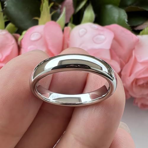 Image of TUTISS 2mm 3mm 4mm 5mm 6mm 7mm 8mm 10mm White Tungsten Rings for Men Women Engagement Wedding Bands Domed Polished Shiny Comfort Fit