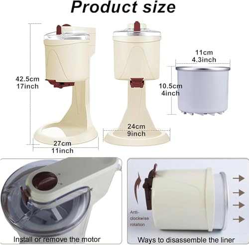 SXYKXYDL Mini-Eismaschine, Softeismaschine für Gefrorene Früchte, automatische Joghurt-Sorbet-Maschine für den Heimgebrauch, tragbarer Eismixer für Bar, Café, Party – Bild 8