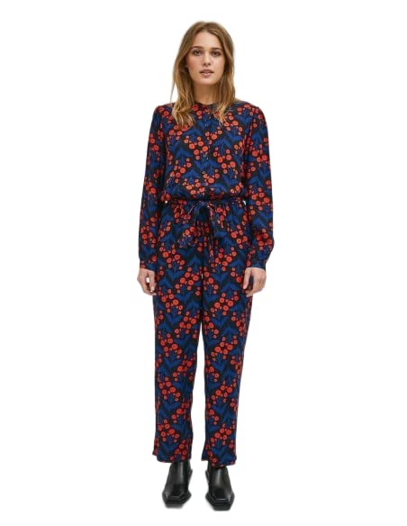 Combinaison fluide imprimé floral coquelicot rouge pour femme FA21PIC04