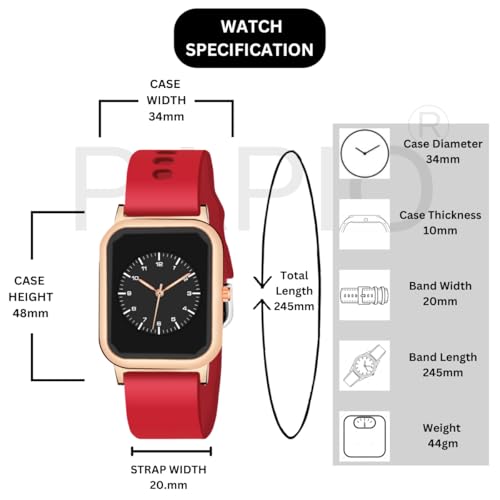 Image of PAPIO Rectangle Dial Analog Women's Fashion Wrist Watches, Silicone Strap, Quartz Movement