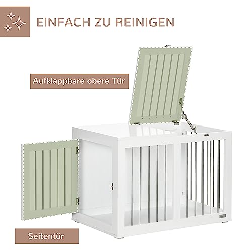 PawHut Hundekäfig für Zuhause, Hundehütte, Haustierkäfig für mittelgroße Hunde, Hundebox mit Türen, Hundehaus, Transportkäfig, Weiß, 80 x 50 x 56,5 cm