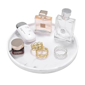 Luxspire Rundes Kosmetiktablett Marmor Weiß