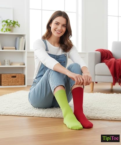 Image of Tipi Toe Women's Fun Patterned Dress Socks, 12-Pack Lightweight Colorful Crew Socks, Casual Novelty Assorted Designs