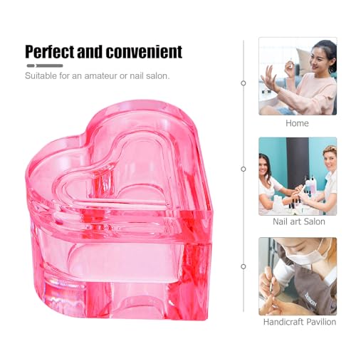 Plato de uñas cristal con tapa forma corazón rosa miniatura 3