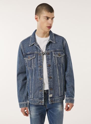 Image of KOTTY Men's Stylish Black /Blue Denim Jacket for Winter Casual Biker Riding Wear Trendy Upper Jeans Look Outfit