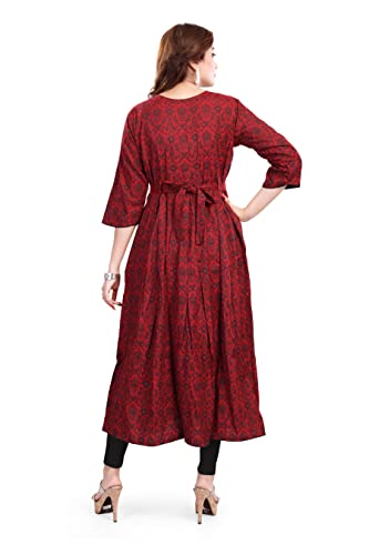 Image of B2F Women's Cotton Rayon A-Line Feeding Kurta Maternity Kurta, Feeding Kurti with Zip