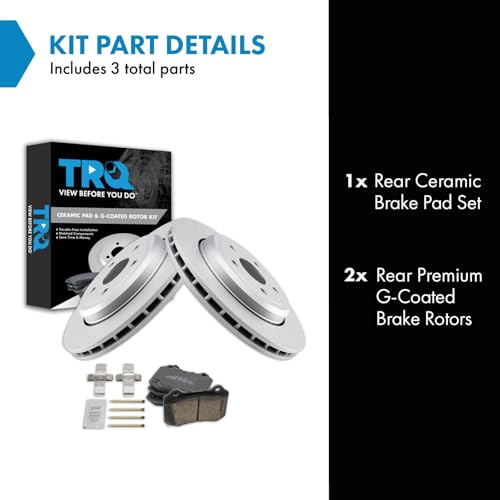 Image of TRQ Rear Brake Pad and Rotor Set Ceramic G Coated Rotors Compatible with 2018-2019 Dodge Durango 2012-2021 Jeep Grand Cherokee