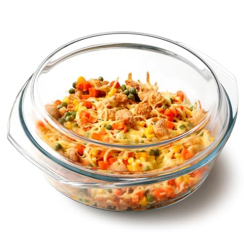 NUTRIUPS 3L Casserole Dishes with Lids Oven Proof, 29.7x25.4x11.9cm Oven Dish with Lid, Glass Round Casserole Dishes, Microwave and Oven Safe NUTRIUPS 3L Casserole Dishes with Lids Oven Proof, 29.7x25.4x11.9cm Oven Dish with Lid, Glass Round Casserole Dishes, Microwave and Oven Safe