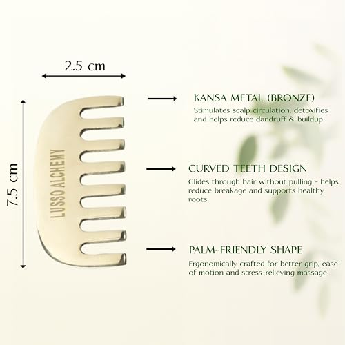 Image of Kansa Comb | Ayurvedic Bronze Scalp Massage Tool for Hair Growth & Hair Fall Control | Handcrafted for Stronger Roots & Healthy Scalp | Ayurveda Therapy