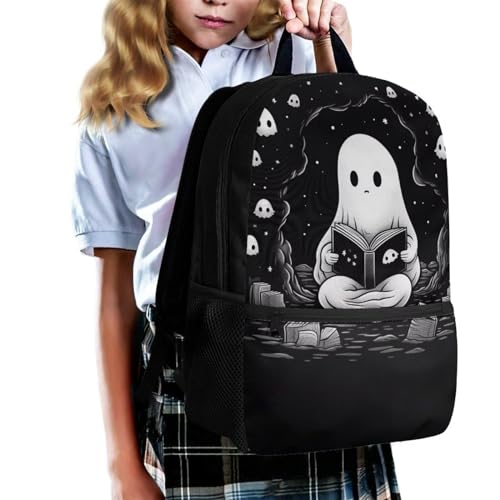 Kids Backpack for School Cute Spooky Bookbag 17 Inch School Bag for Boys Girls Middle Elementary Preschool Back Pack Purse Black Bag Pack Satchel Rucksack Travel Daypack School Supplies3