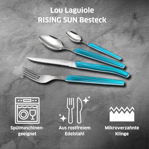Lou Laguiole Rising Sun - 24 sztuki stal nierdzewna turkusowa
