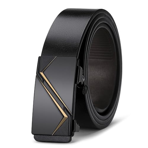 Leather Ratchet Automatic Belt for Men,Invisible Belt Tail,Business Casual Belt（Gift Box Included）