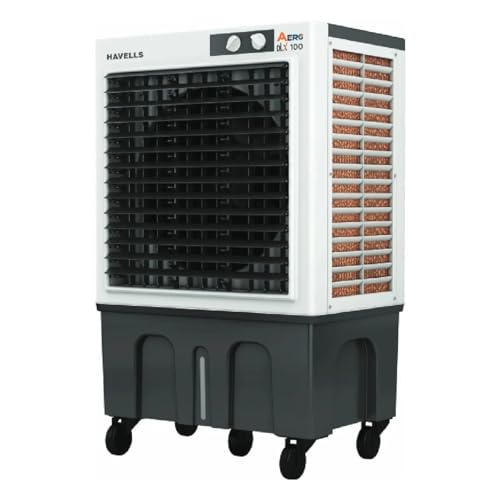 Image of Havells Aero DLX 100L Premium Commercial Air Cooler | 7500 m /h Air Delivery | 3 Speed Control | Honeycomb Cooling Pads | Heavy Duty Body | Auto Fill | Large Area Cooling