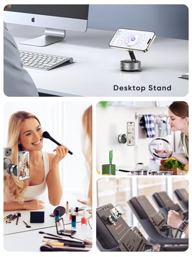 Image of CableCreation Magnetic Car Phone Holder Mount,Triple-Axis Adjustable Vacuum Suction Cup with N52 Magnets, Foldable Zinc Alloy Dashboard /Windshield Mount Compatible with All Smartphones