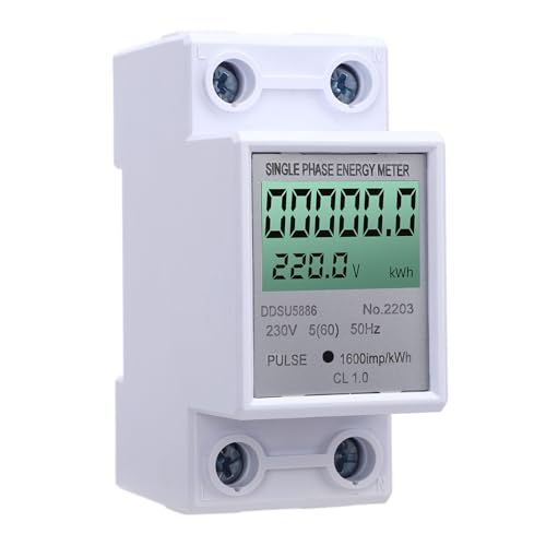 YWBL-WH Compteur D'énergie monophasé 2P AC Din Rail, Testeur de Consommation d'électricité, Compteur de Kilowattheures Domestique avec Rétro-éclairage 5(60) A