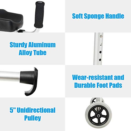 Nightcore Folding Standard Walker，Rehabilitation Auxiliary Walking Aid, Front Wheeled Walker w/Adjustable Height & Removable Armrests, Platform Walkers for Seniors,Disabled, FDA Certification