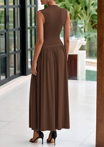 PRETTYGARDEN Womens Skirt Sets 2025 Summer Ruched Tank Tops Ruffle Maxi Skirts Wedding Guest Matching 2 Piece Outfits2