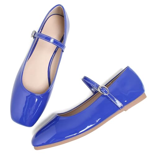 Image of LUXINYU Women's Slip on Flats,Classy Round Toe Solid Classic Mary Jane Ballet Dance Shoes Soft Comfortable PU Flat Shoes