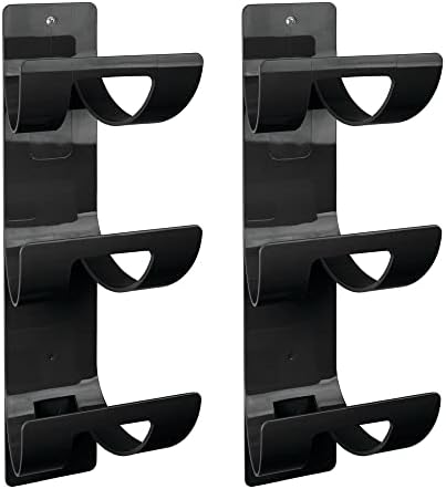 mDesign Set of 2 Hanging Caddy  Wall Mounted Towel Storage Rack for The Bathroom  Elegant Hanging Hooks for Towels  Black