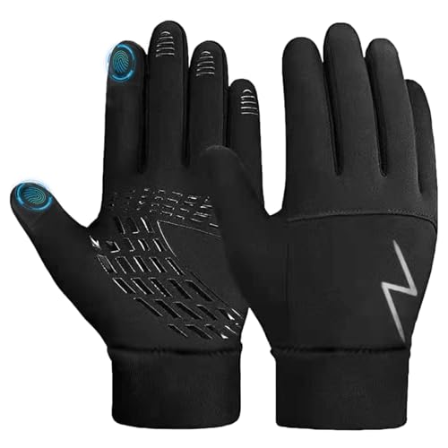 TRIWONDER Guantes de Ciclismo para Niños Guantes Antideslizante con Pantalla Táctil para Ciclismo Correr Esquí Deportes al Aire Libre (M (6-8 años), Negro)