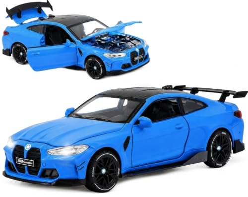Image of Invite 1:32 Diecast Model Alloy M4 Metal Pull Back Car with Sound Light, Openable Doors, Toy Vehicles for Kids Gift, car for Kids-Blue