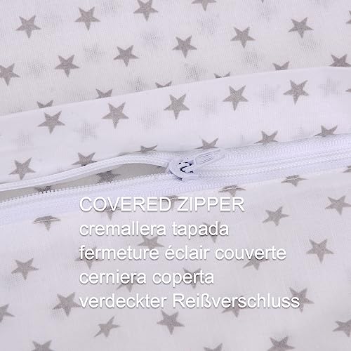 Miniatura 6 de Pekitas Cojín De Lactancia Grande Xl 52 X 48 Cm Funda Lavable Con Cremallera,De Algodón Para Bebes,Ergonómico, Dureza Media Y Optima,Fabricado En España - Color Gris Estrellas