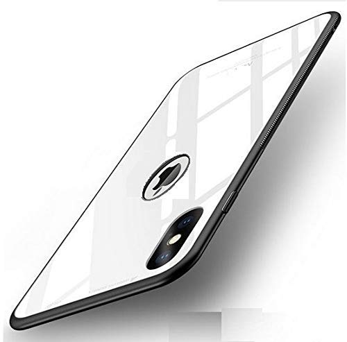 Image of MOBITUSSION 9H Toughened Glass Back Case with Shockproof TPU Bumper Back Cover Case(GlassBack IphoneXsMax-White)