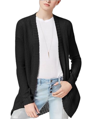 Ultra Flirt Juniors' Open-Front Cardigan (Black, XL)