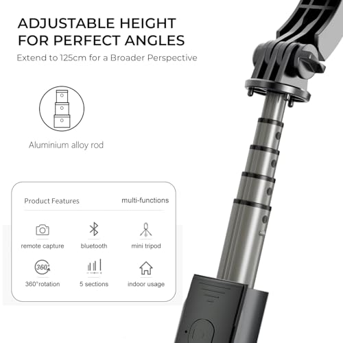 Image of BESTOR Selfie Stick Tripod with Wireless Remote, Extendable 3-in-1 Bluetooth Stand for Vlogging, Photography, Reels & Video Calls, Foldable & Portable (Black-01)