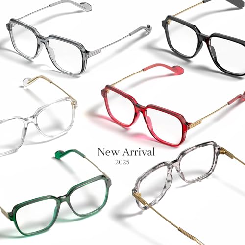 Image of VISOONE Oversized Blue Light Blocking Glasses with Chic Square TR90 Frame and Metal Temple for Women Men Ryan