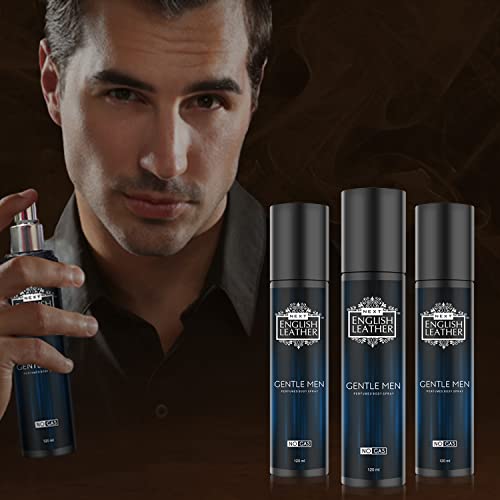 Image of Next Care English Leather Gentle Men No Gas Perfumed Body Spray for Men & Women | Long Lasting Fragrance | Citrus, Jasmine & Woody Notes | Deodorant Spray | Pack of 3 x 120 ml