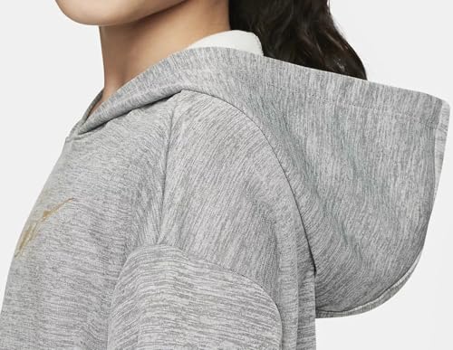 Nike Therma-FIT Big Kids' (Girls') Pullover Hoodie Black Heather (as1, alpha, m, regular, Standard, Black Heather, Medium)3