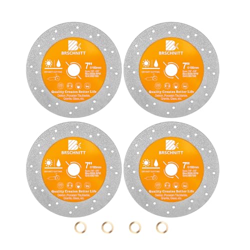 Rock Slab Grinding Disc - 7 inch Glass Cutter Disc (4pcs), Granite Cutting Disc, Diamond Grinder Wheel for Rock Slab, Stone, Tile, Marble, Granite, Glass Diamond Cutting Discs