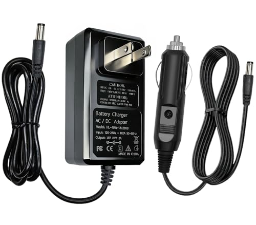15V 3A AC/DC Adapter + Car Charger Compatible with FF Flashfish G300 P66A P66 A Li-ion Battery 300W...