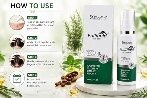Image of Follihold Hair Serum with Procapil 60ml | Lightweight Leave-In Hair Care Serum for Men & Women | Daily Scalp & Hair Strengthening Formula