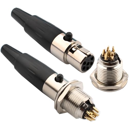 RUNCCI-YUN 4PCS Mini 6 Pin XLR Solder Connector,2 Male and 2 Female Mic Plug,Microphone Audio Socket,Solder Microphone Plug XLR Jack Stereo