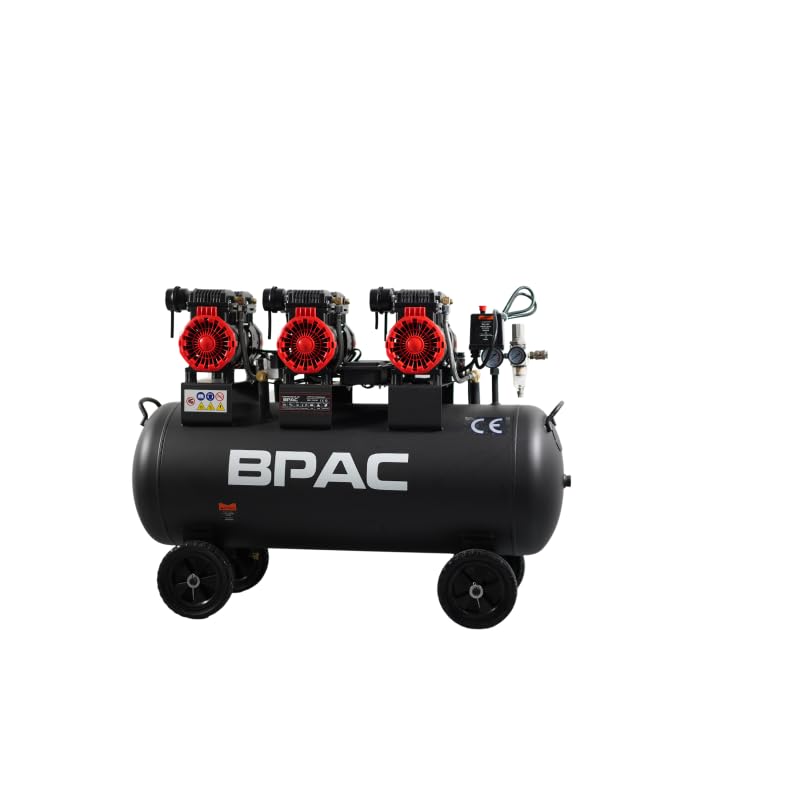 BPAC Compresor de Aire Coimprimido 100 L 4,5 CV - Motor sin Aceite-Silencioso