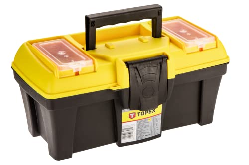 TOPEX Hard Plastic Tool Box with Organiser 12 Inch Height 15 cm Length 29 cm Width 14 cm