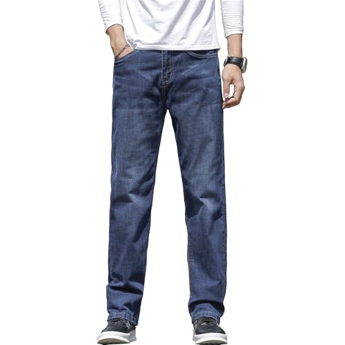 Jean bleu classique coupe droite pantalon denim extensible décontracté