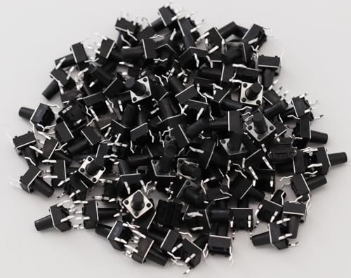 Heevhas Interruptor de botón táctil Mini microinterruptor táctil 6 * 6 * 9mm 4 pines DIP PCB SMD SMT Interruptor de botón pulsador táctil momentáneo Componentes electrónicos(100 piezas)